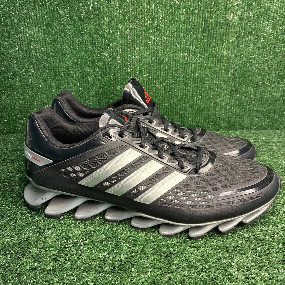 Adidas Springblade Razor Athletic Running Sneakers Black Silver Mens Size 12